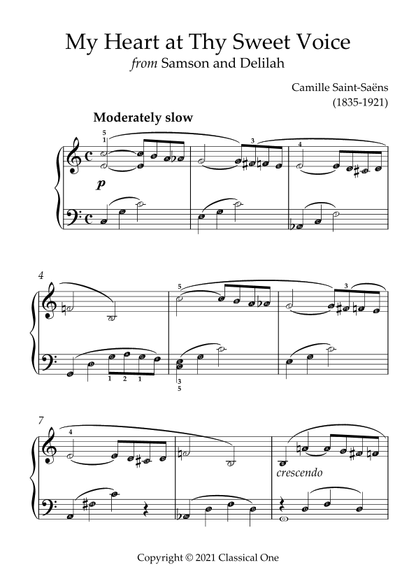 Saint-Saens - My Heart at Thy Sweet Voice(With Note name) (arr. MPS)