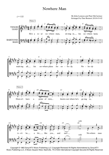 Nowhere Man (arr. Dan Bennett)