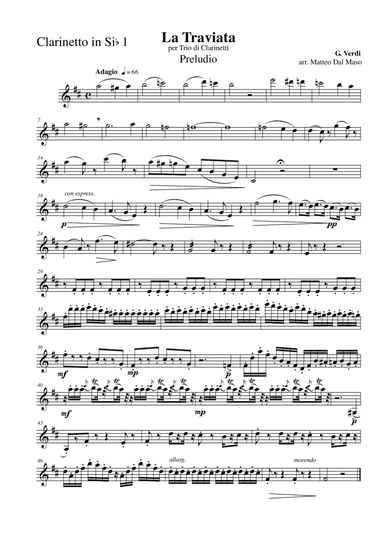 Prelude from LA TRAVIATA - Clarinet Trio (arr. Matteo Dal Maso)