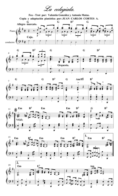 La colegiala - Slow Fox por Valentín González y Antoni Matas. (arr. Juan Carlos Cortés A.)