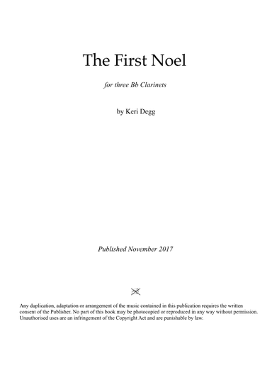 The First Noel - A dreamy Clarinet Trio for mixed ability groups (player 3 stays under the break). (arr. Keri Degg)