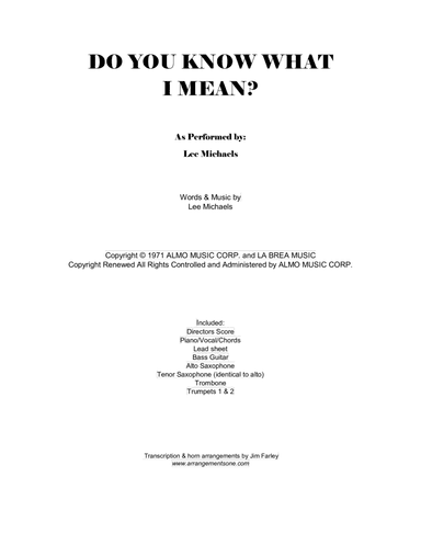 Do You Know What I Mean (arr. Jim Farley www.arrangementsone.com)