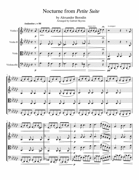 Borodin Nocturne (Petite Suite) for String Quartet (arr. Gabriel Skyrms)