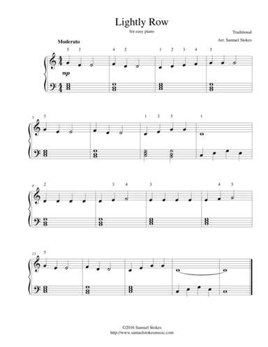 Lightly Row - for easy piano (arr. Samuel Stokes)