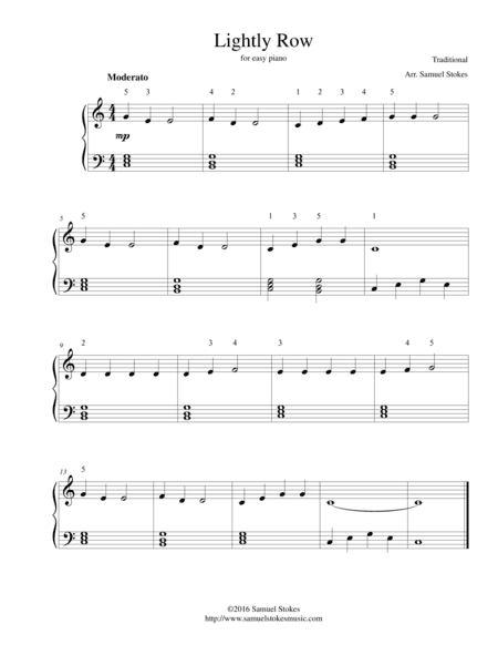 Lightly Row - for easy piano (arr. Samuel Stokes)