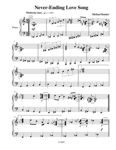 Never-Ending Love Song, a Jazz piano solo from Modern Solos
