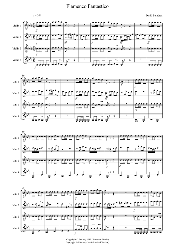 Flamenco Fantastico! for Violin Quartet