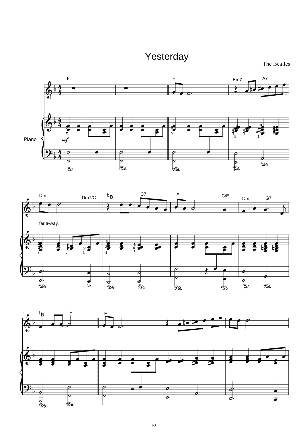 Yesterday (arr. The Beatles)