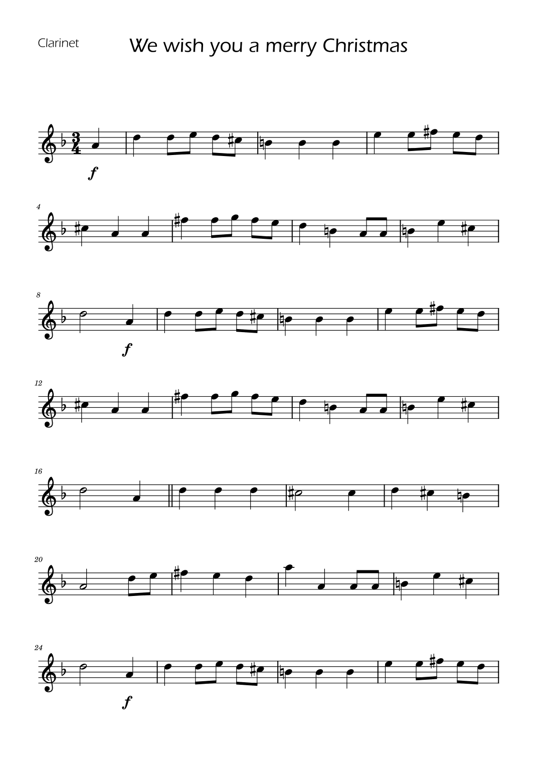We Wish You a Merry Christmas - Clarinet Solo (arr. y)