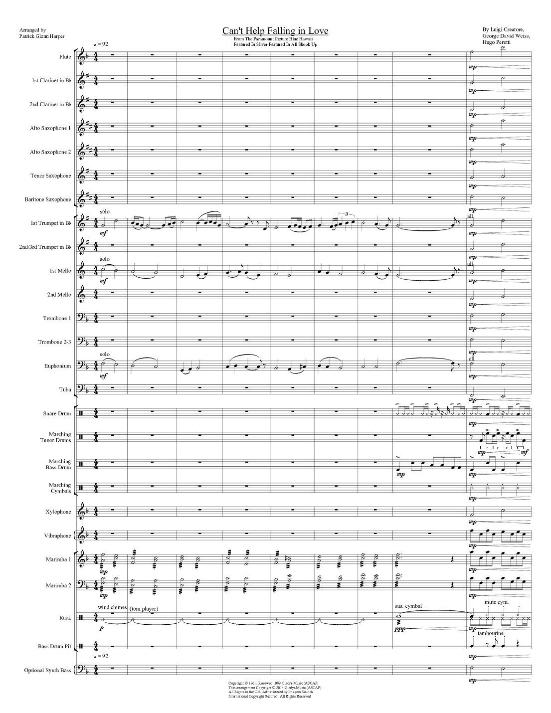 Can't Help Falling In Love (arr. Patrick Glenn Harper)