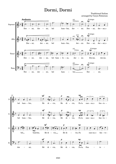 Dormi, Dormi (arr. Caryn Patterson)