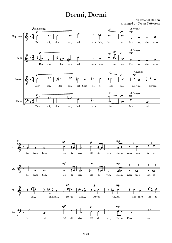 Dormi, Dormi (arr. Caryn Patterson)