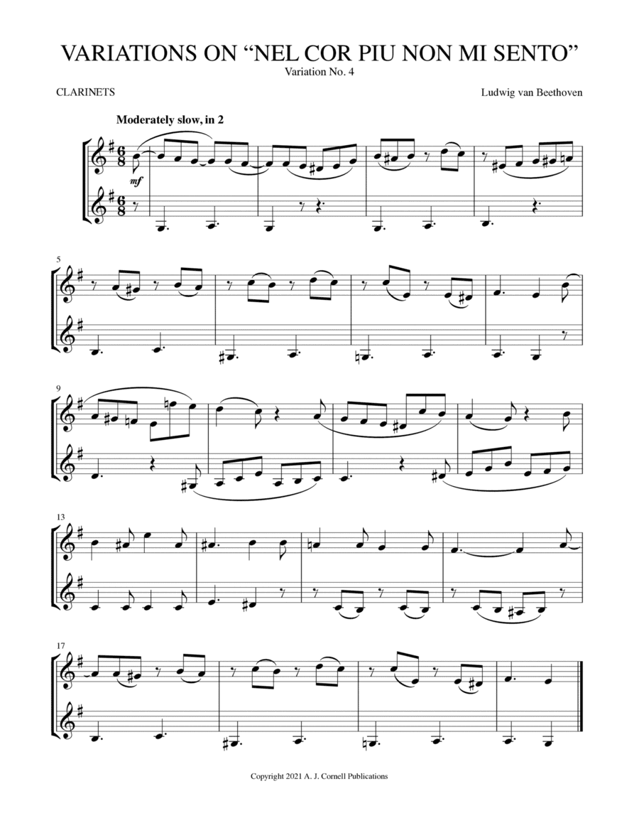 Variations on "Nel cor piu non mi sento," Variation No. 4 (arr. Mark Phillips)