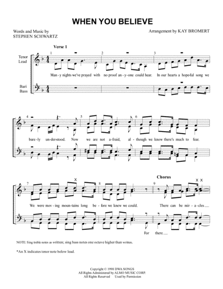 When You Believe (arr. Kay Bromert)