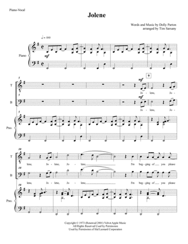 Jolene (arr. Tim Sarsany)