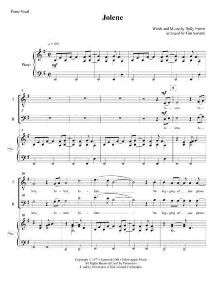 Jolene (arr. Tim Sarsany)