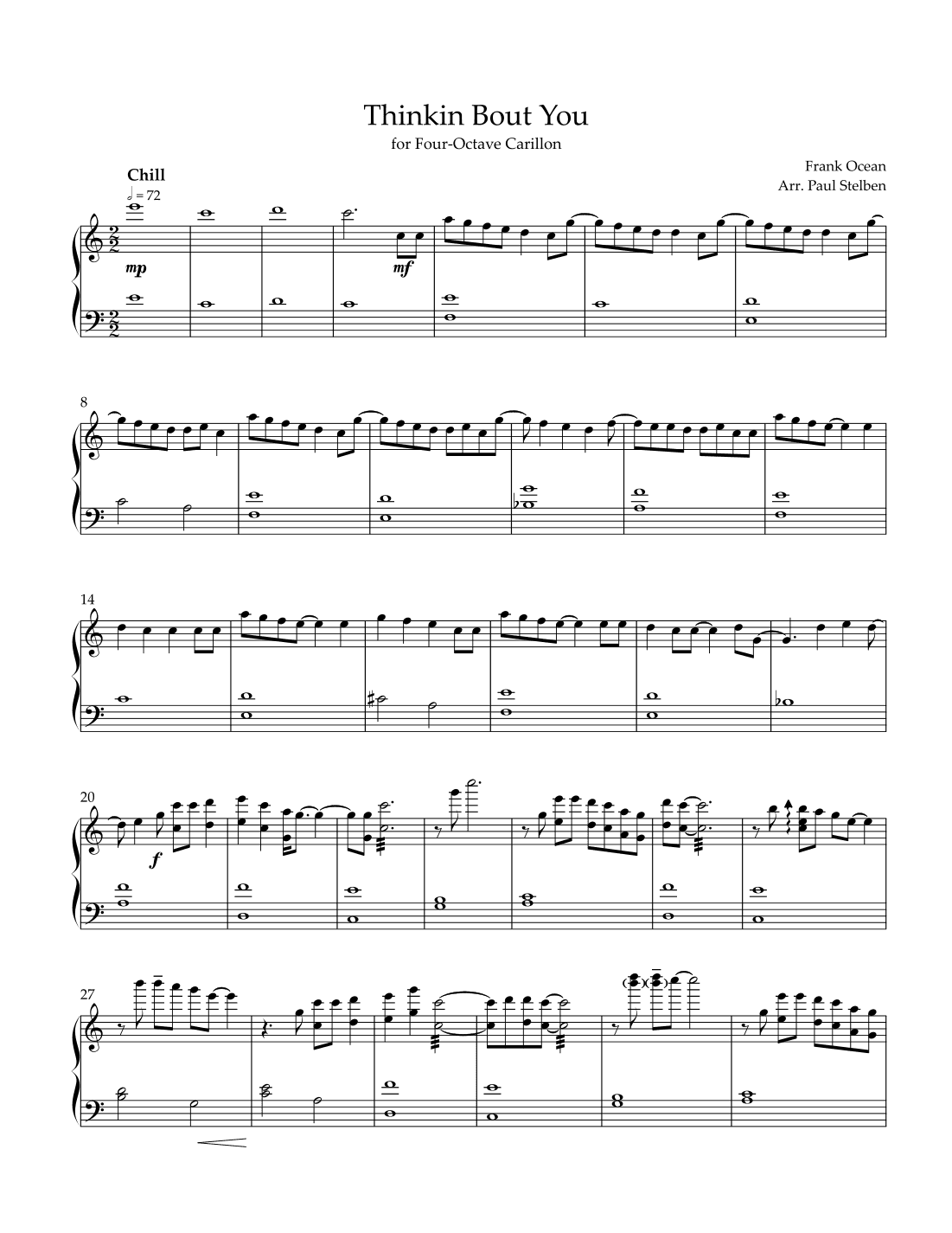 Thinkin' 'bout You (arr. Paul Stelben)