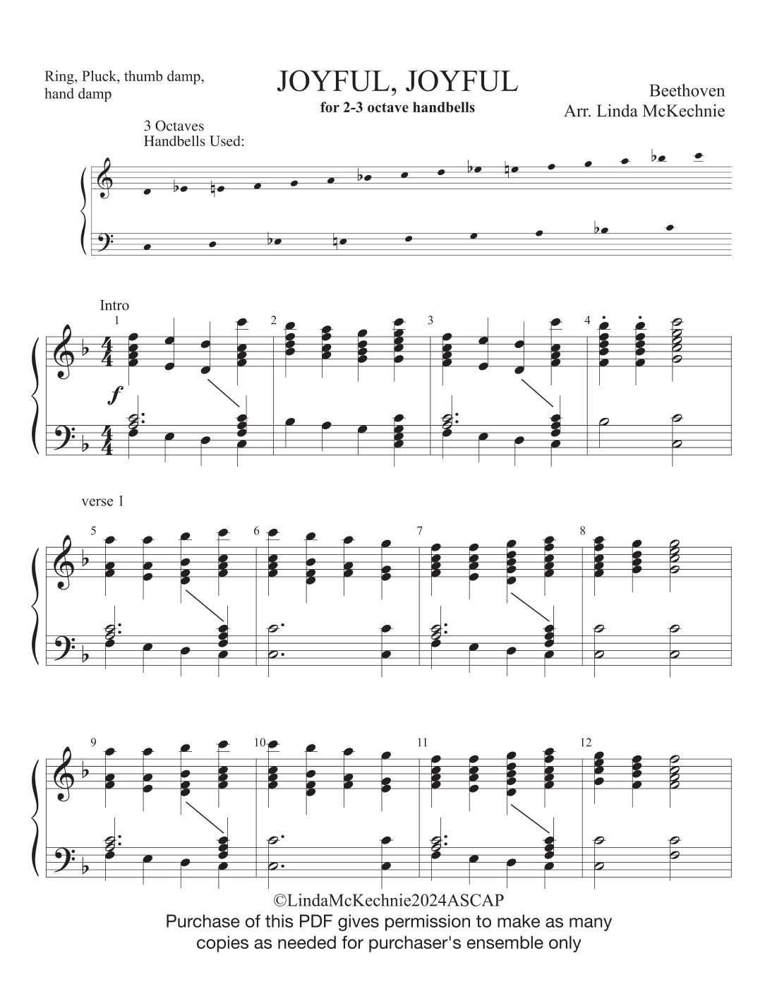 JOYFUL, JOYFUL - Score Only (arr. Linda McKechnie)