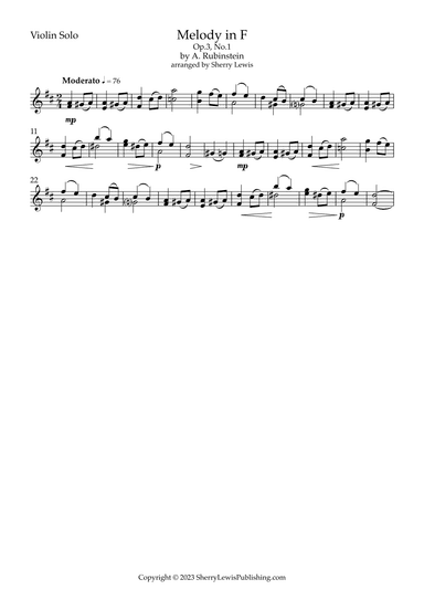 Melody In F, Op.3 No. 1 (arr. Sherry Lewis)