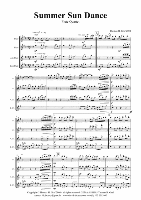 Summer Sun Dance - 11/8 - Folk Dance Style - Flute Quartet
