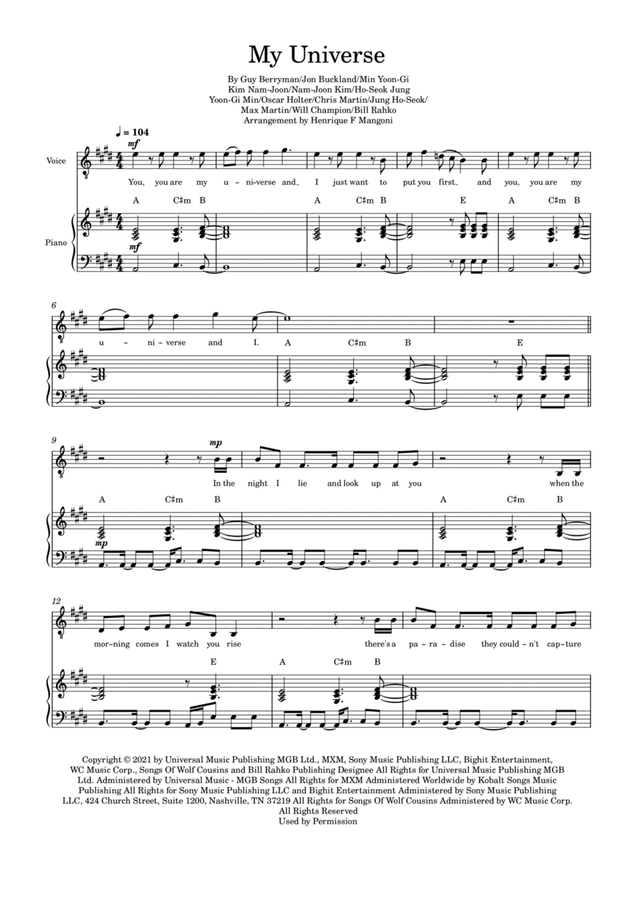 My Universe (arr. Henrique F Mangoni)