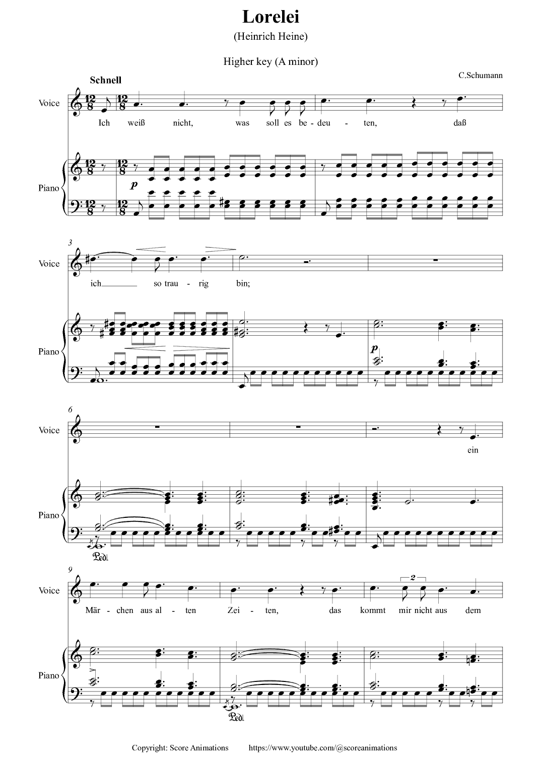 Lorelei in A minor (Higher key) (arr. Score Animations)