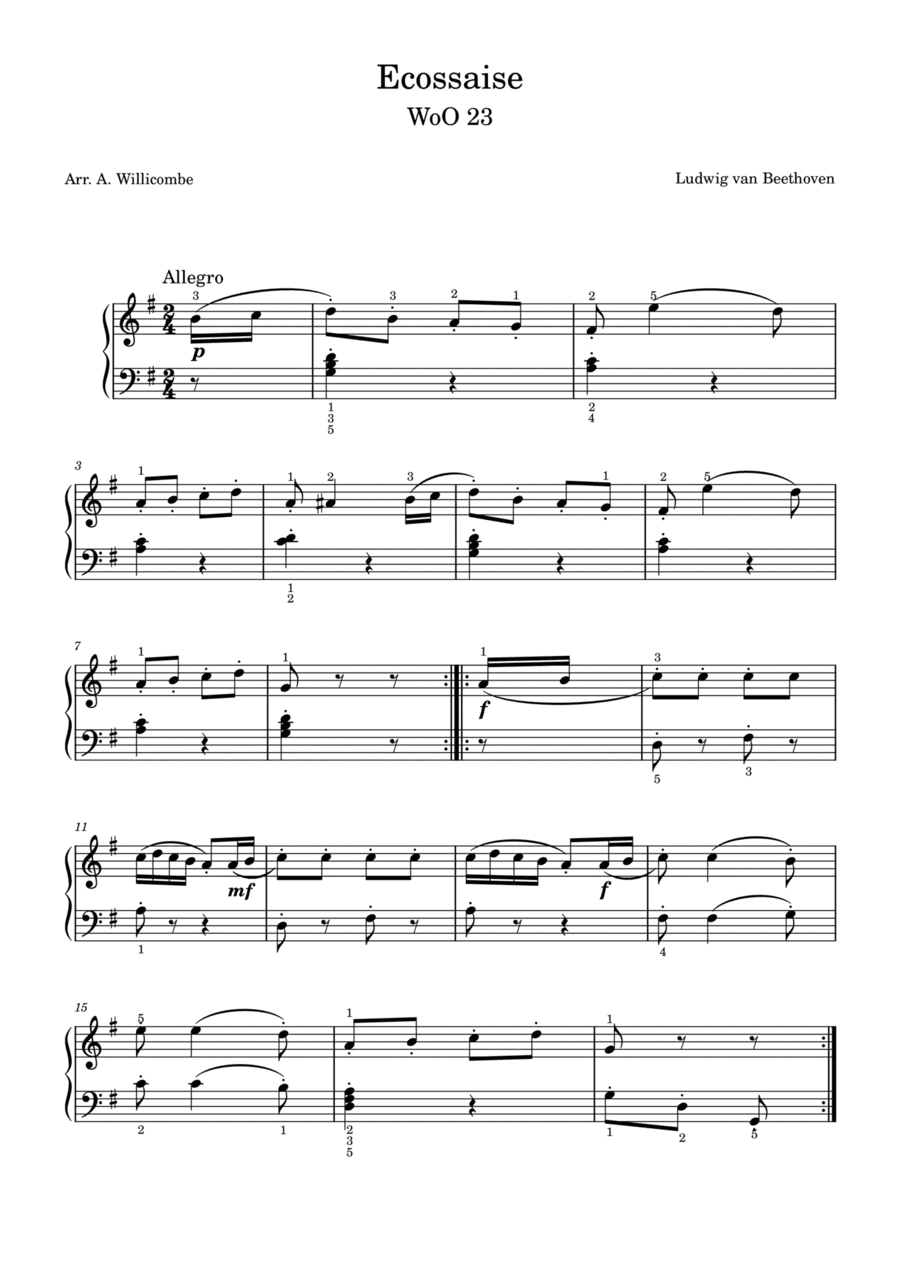 Beethoven's Ecossaise in G Major WoO 23 (arr. A. Willicombe (Minstrel Cottage Studio))