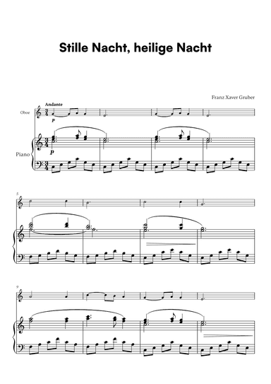 Franz Xaver Gruber - Stille Nacht, heilige Nacht (for Oboe and Piano) (arr. Cadenza Editions)