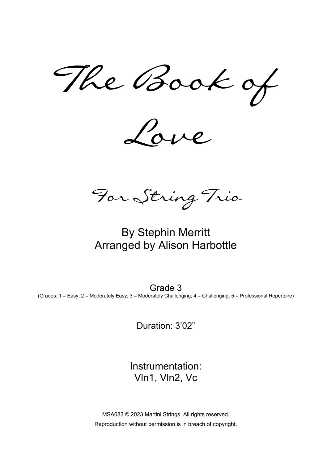 The Book Of Love (arr. Alison Harbottle)