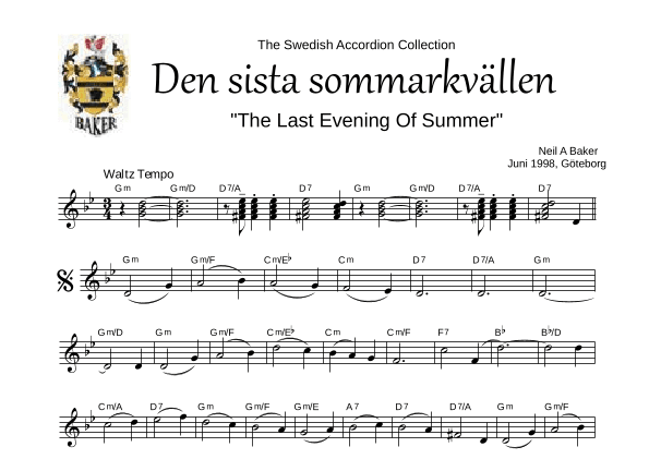 The Last Evening of Summer (Lead Sheet)