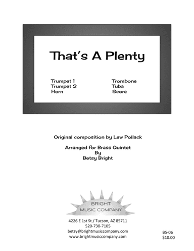 That's A Plenty (brass quintet) (arr. Betsy Bright)