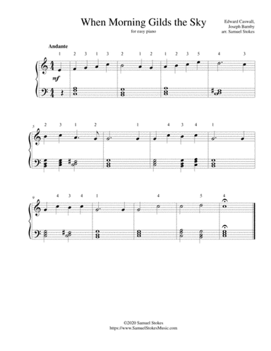 When Morning Gilds the Sky (May Jesus Christ Be Praised) - for easy piano (arr. Samuel Stokes)