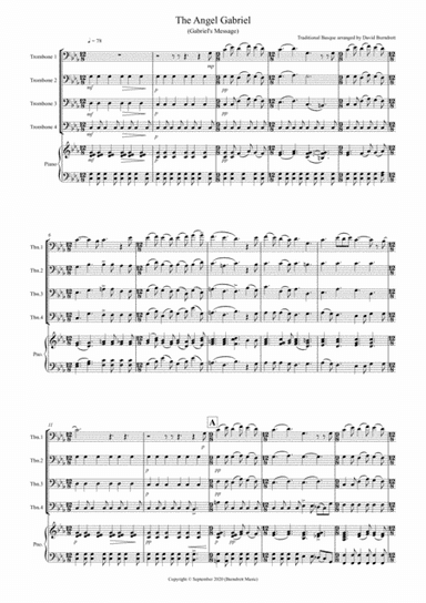 The Angel Gabriel for Trombone Quartet (arr. David Burndrett)