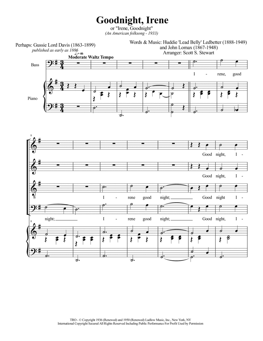 Goodnight, Irene (arr. Scott S. Stewart)