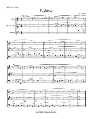 Fughette by Handel for wind trio (arr. Klas Krantz)