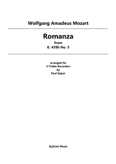 Romanza (Three Treble Recorders) (arr. Paul Kajzar)