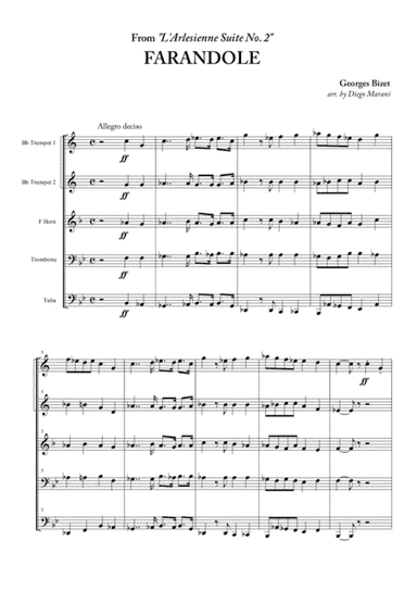 Farandole from "L'Arlesienne Suite No. 2" for Brass Quintet (arr. Diego Marani)