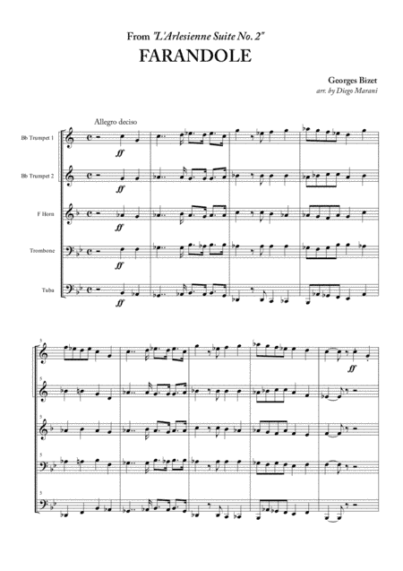 Farandole from "L'Arlesienne Suite No. 2" for Brass Quintet (arr. Diego Marani)