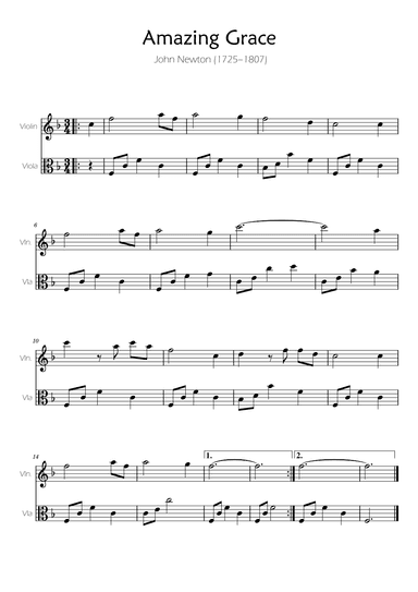 Amazing Grace - Violin and Viola Duet (arr. Ygor Nunes)