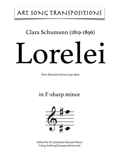 SCHUMANN: Lorelei (transposed to F-sharp minor) (arr. ArtSongTranspositions.com)