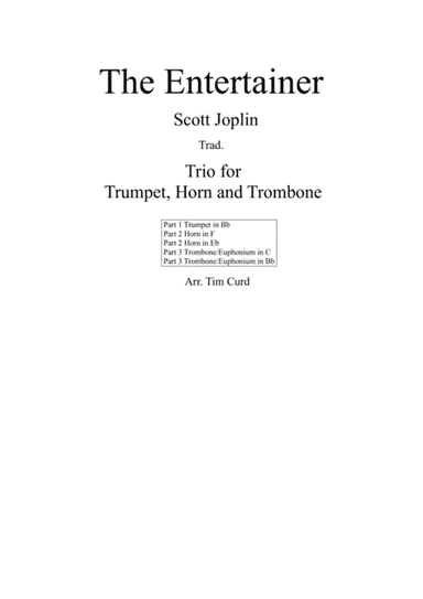 The Entertainer. Trio for Trumpet, Horn and Trombone (arr. Tim Curd)