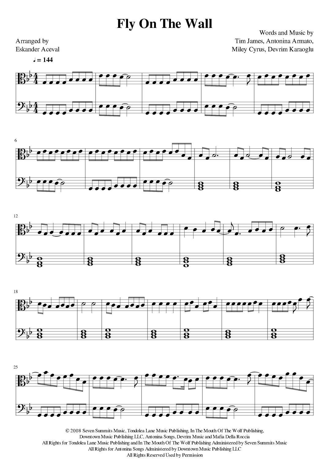 Fly On The Wall (arr. Eskander Aceval)