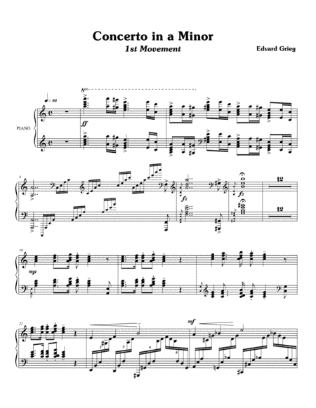 Piano Concerto In A Minor Op.16 (Piano) (arr. MPS)