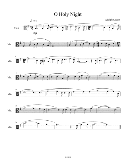O Holy Night for solo viola (arr. B C Dockery)