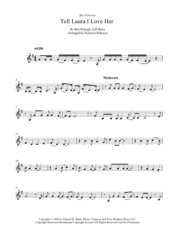 Tell Laura I Love Her (arr. Kaiserin Rebecca)