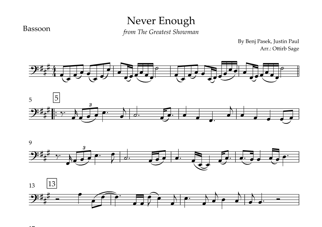 Never Enough (arr. Ottirb Sage)