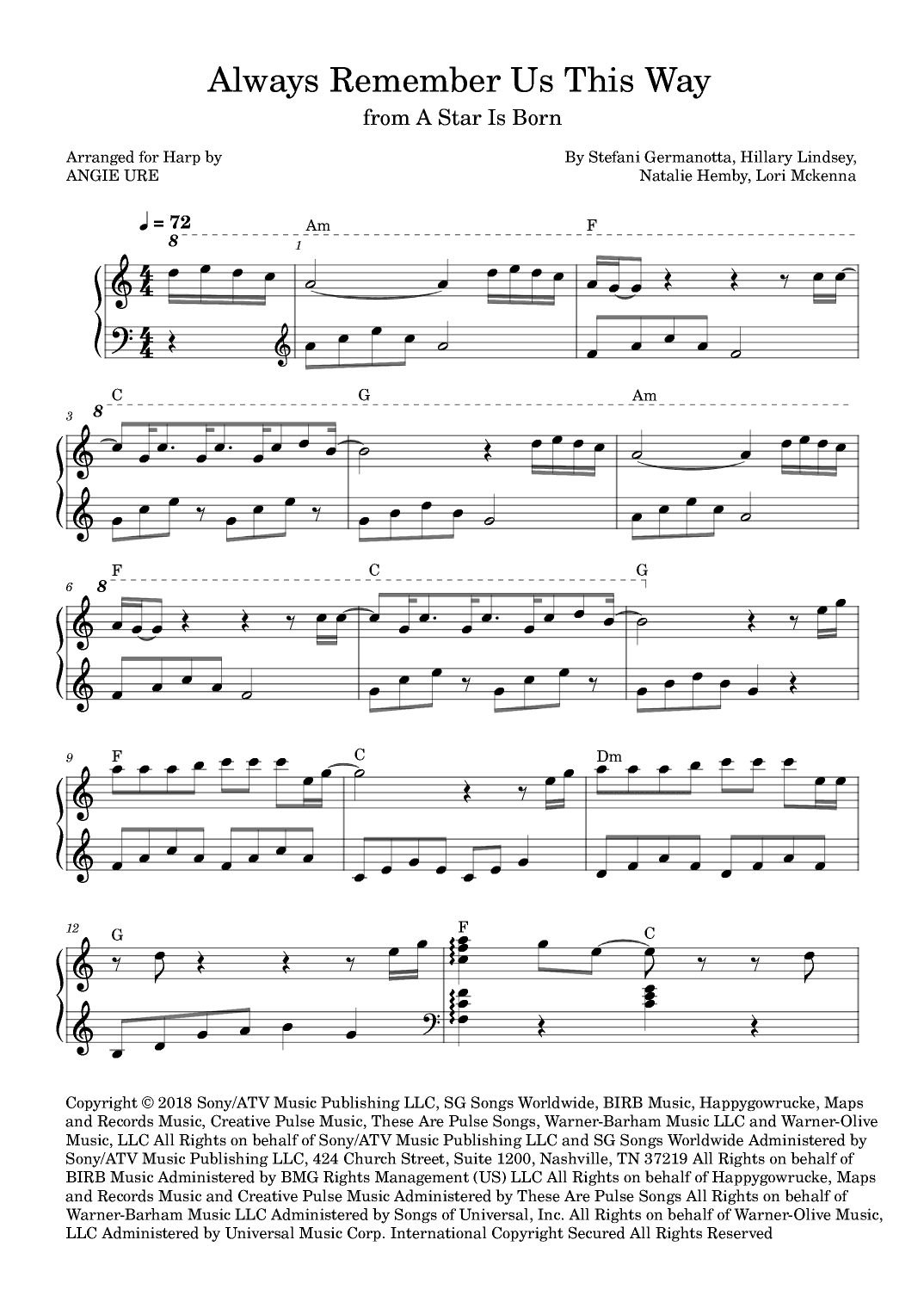 Always Remember Us This Way (arr. Angie Ure)