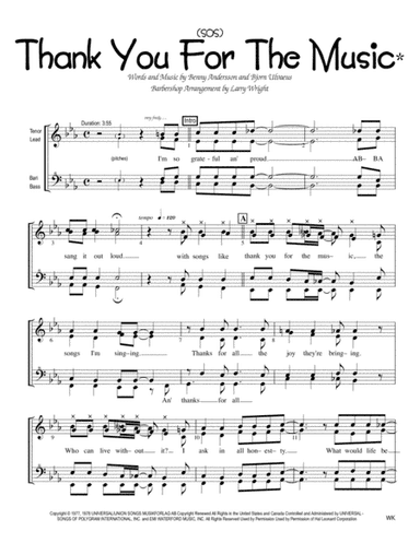 Thank You For The Music (arr. Larry Wright)