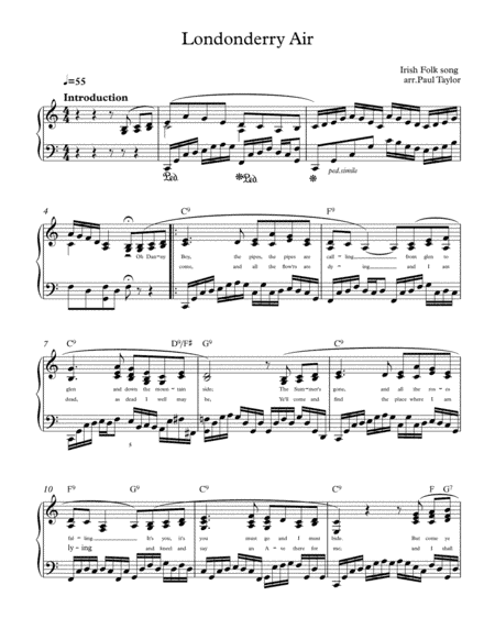 Londonderry Air (Danny Boy) piano solo (arr. Paul Taylor)