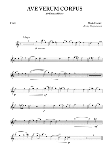 Ave Verum Corpus for Flute and Piano (arr. Diego Marani)